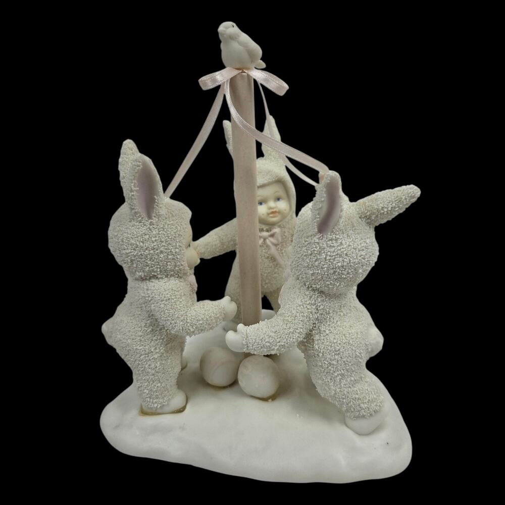 Vintage Snowbunnies Tra La La Department 56 Figurine Maypole Beltane Easter